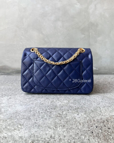 Chanel 24P 224 Navy Blue Mini Reissue Flap in Calfskin Leather and Aged Gold Hardware