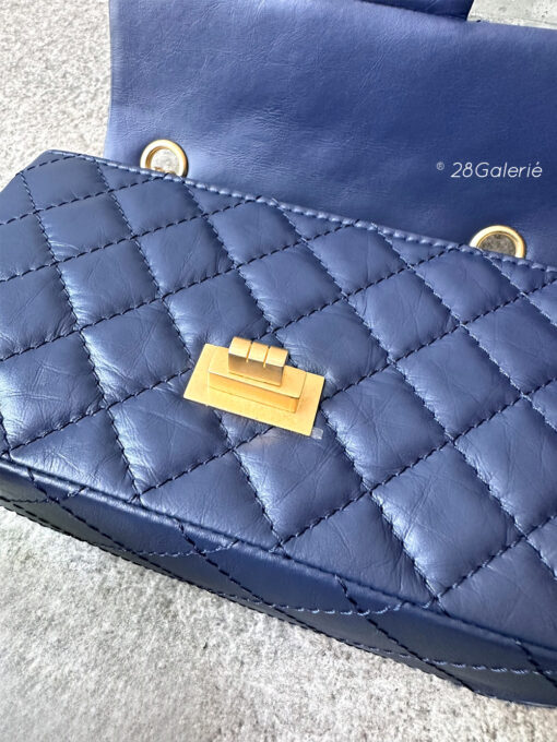 Chanel 24P 224 Navy Blue Mini Reissue Flap in Calfskin Leather and Aged Gold Hardware