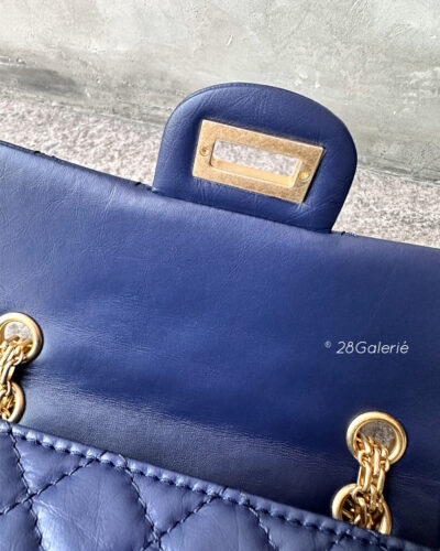 Chanel 24P 224 Navy Blue Mini Reissue Flap in Calfskin Leather and Aged Gold Hardware