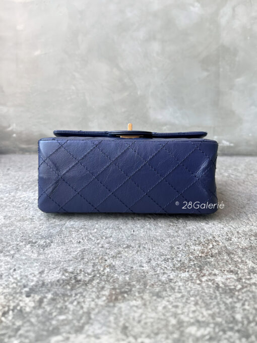 Chanel 24P 224 Navy Blue Mini Reissue Flap in Calfskin Leather and Aged Gold Hardware