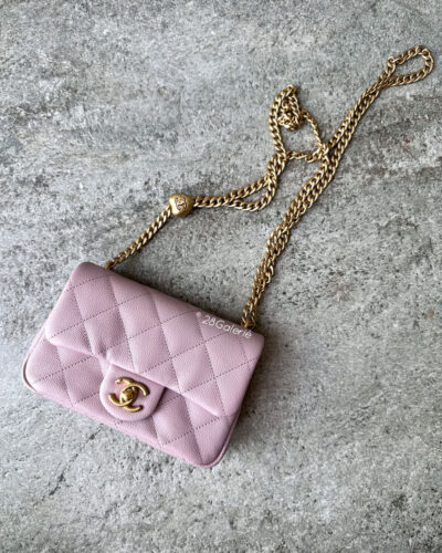 Chanel 24P Pink Mini Sweetheart Caviar Flap in Caviar Leather and Aged Gold Hardware