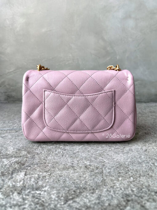 Chanel 24P Pink Mini Sweetheart Caviar Flap in Caviar Leather and Aged Gold Hardware