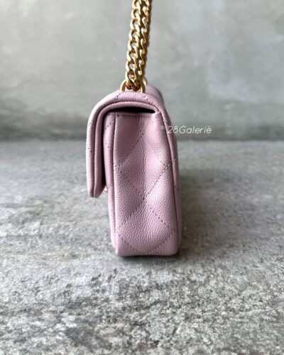 Chanel 24P Pink Mini Sweetheart Caviar Flap in Caviar Leather and Aged Gold Hardware