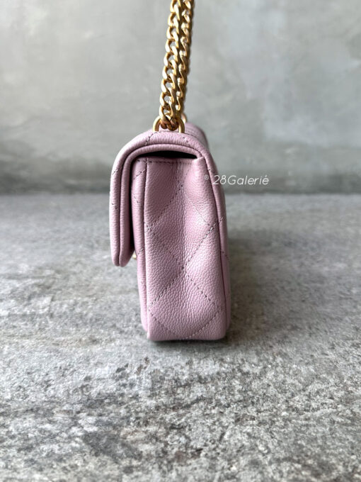 Chanel 24P Pink Mini Sweetheart Caviar Flap in Caviar Leather and Aged Gold Hardware