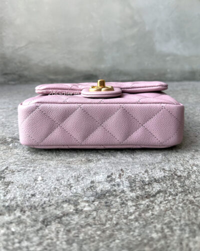 Chanel 24P Pink Mini Sweetheart Caviar Flap in Caviar Leather and Aged Gold Hardware