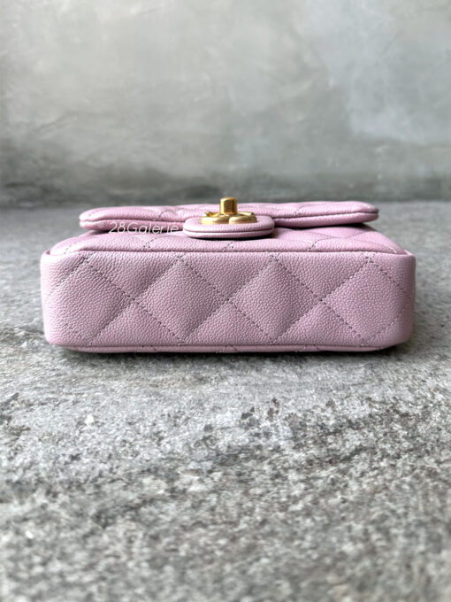 Chanel 24P Pink Mini Sweetheart Caviar Flap in Caviar Leather and Aged Gold Hardware