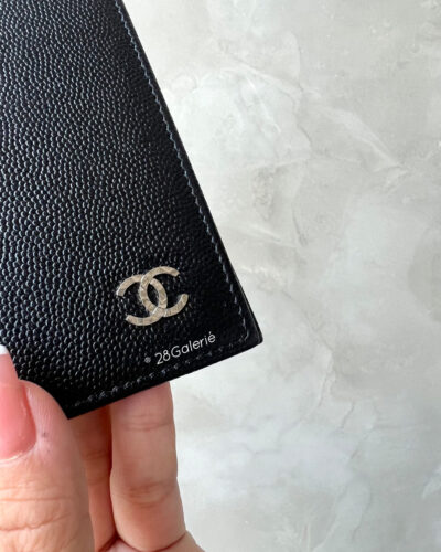 Chanel Black Passport Holder in Caviar Leather and Silver Hardware