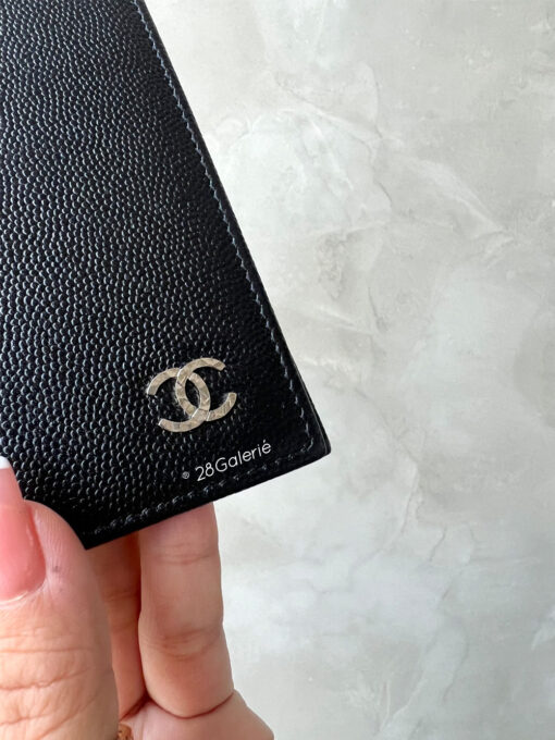 Chanel Black Passport Holder in Caviar Leather and Silver Hardware