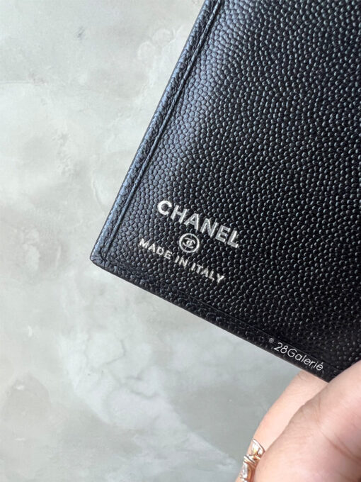 Chanel Black Passport Holder in Caviar Leather and Silver Hardware