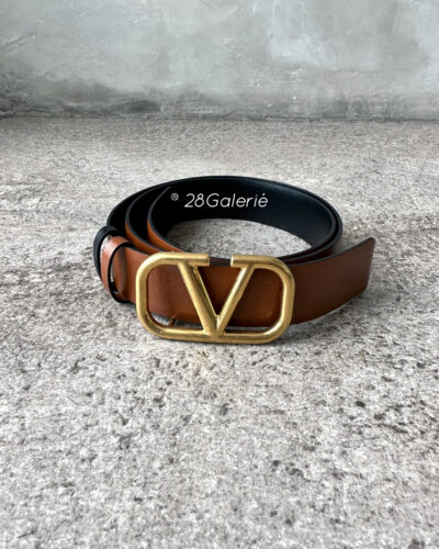 authentic Valentino Garavani VLogo Signature 20 Reversible Leather Belt s75