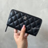 Chanel 24P CC Zip Around Medium Size Wallet in Caviar Leather and Silver Hardware