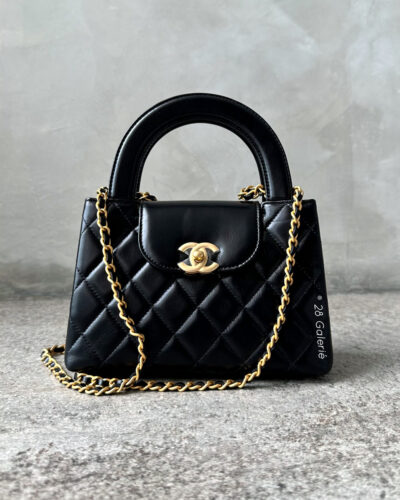 Chanel Mini Shopping Tote in Lambskin Leather & Aged Gold Hardware