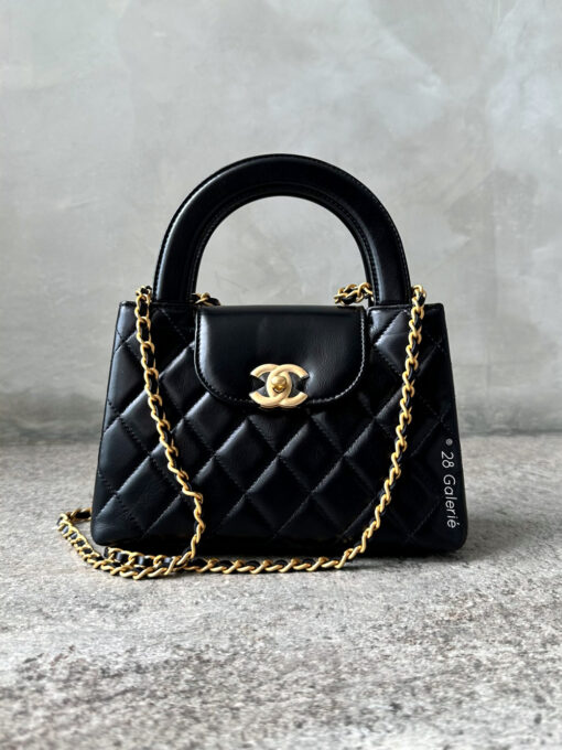 Chanel Mini Shopping Tote in Lambskin Leather & Aged Gold Hardware