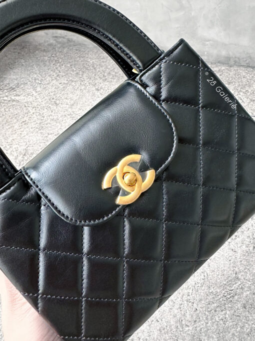 Chanel Mini Shopping Tote in Lambskin Leather & Aged Gold Hardware