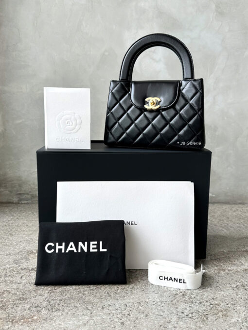 Chanel Mini Shopping Tote in Lambskin Leather & Aged Gold Hardware