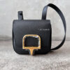 Authentic Hermes Black Mini Della Cavalleria in Epsom Leather and Gold Hardware