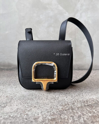 Authentic Hermes Black Mini Della Cavalleria in Epsom Leather and Gold Hardware