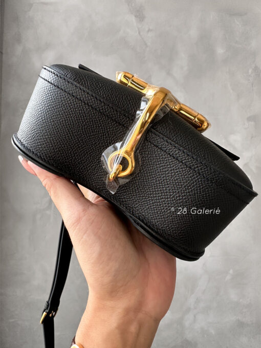 Authentic Hermes Black Mini Della Cavalleria in Epsom Leather and Gold Hardware