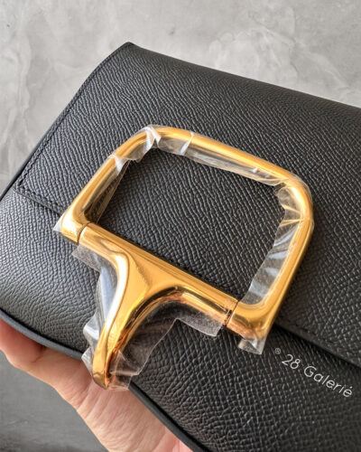 Authentic Hermes Black Mini Della Cavalleria in Epsom Leather and Gold Hardware