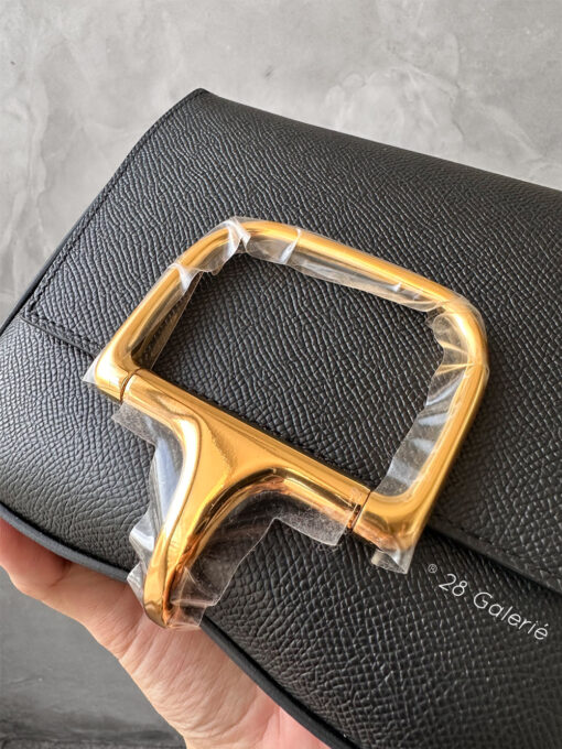 Authentic Hermes Black Mini Della Cavalleria in Epsom Leather and Gold Hardware