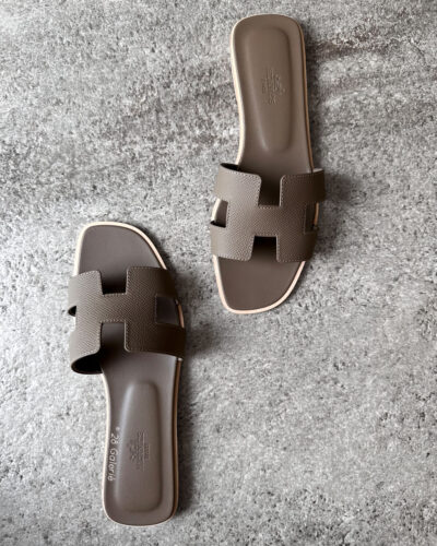 Hermes Etoupe Oran Sandals in Epsom Leather S39