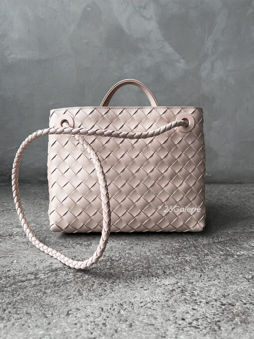 Bottega Venetta Small Pink Andiamo in Intrecciato Leather