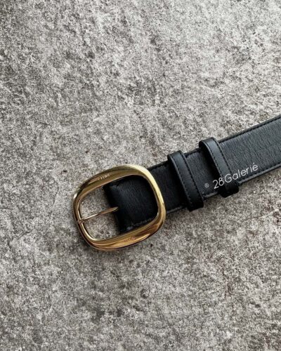 Celine Black Large O Belt in Lambskin Leather and Gold Hardware