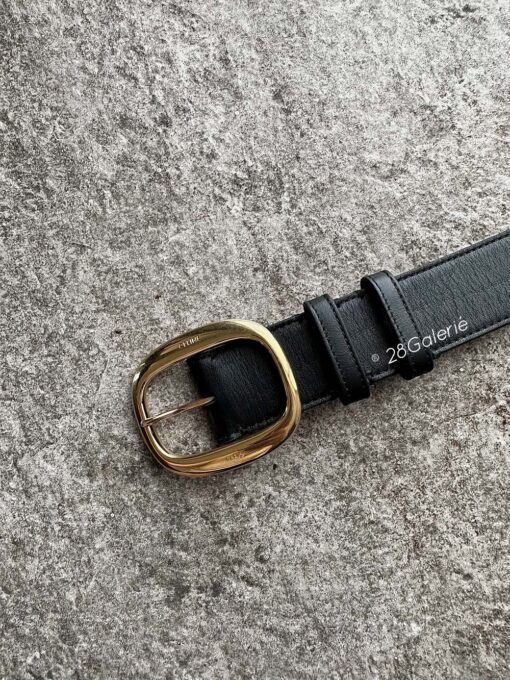 Celine Black Large O Belt in Lambskin Leather and Gold Hardware