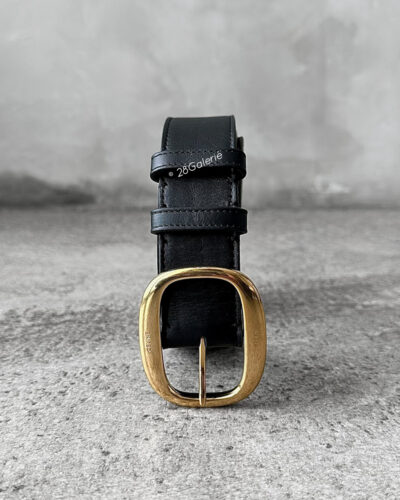 Celine Black Large O Belt in Lambskin Leather and Gold Hardware