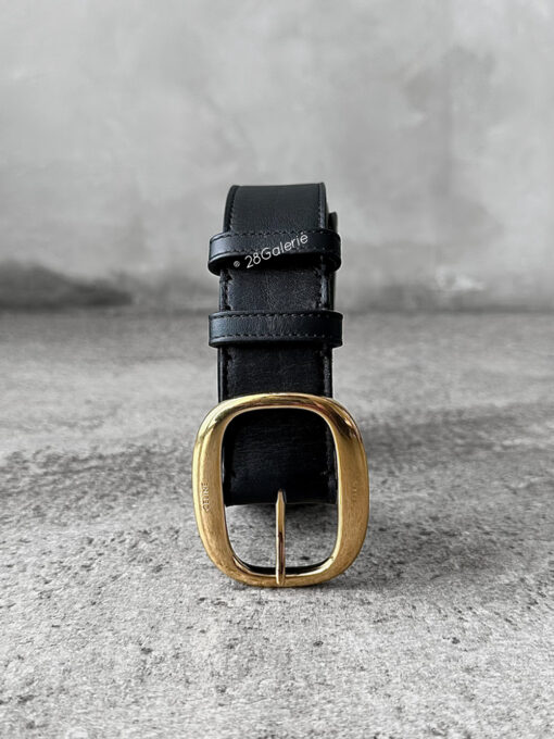 Celine Black Large O Belt in Lambskin Leather and Gold Hardware