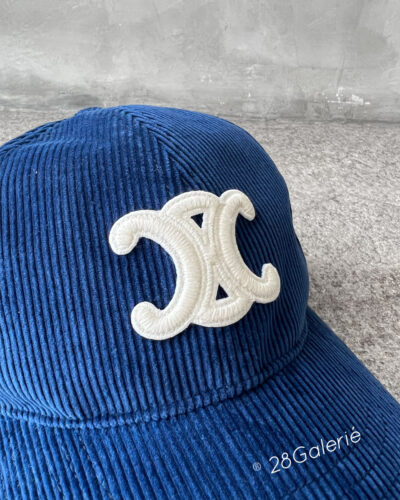 Celine Blue Corduroy Baller Cap Size 58 (Medium)