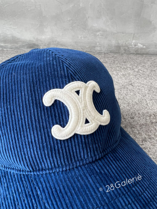 Celine Blue Corduroy Baller Cap Size 58 (Medium)