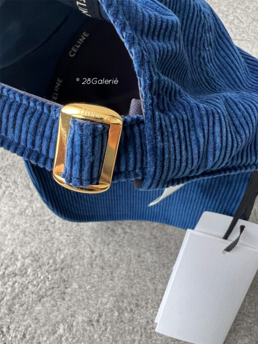 Celine Blue Corduroy Baller Cap Size 58 (Medium)