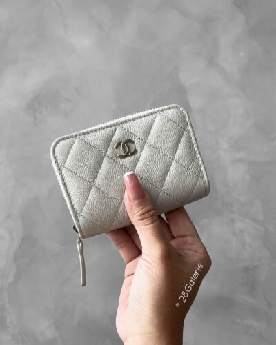 Chanel 24P Grey Caviar Zippy Coin Purse in Caviar Leather and Gold Hardware