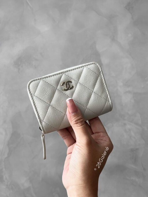 Chanel 24P Grey Caviar Zippy Coin Purse in Caviar Leather and Gold Hardware