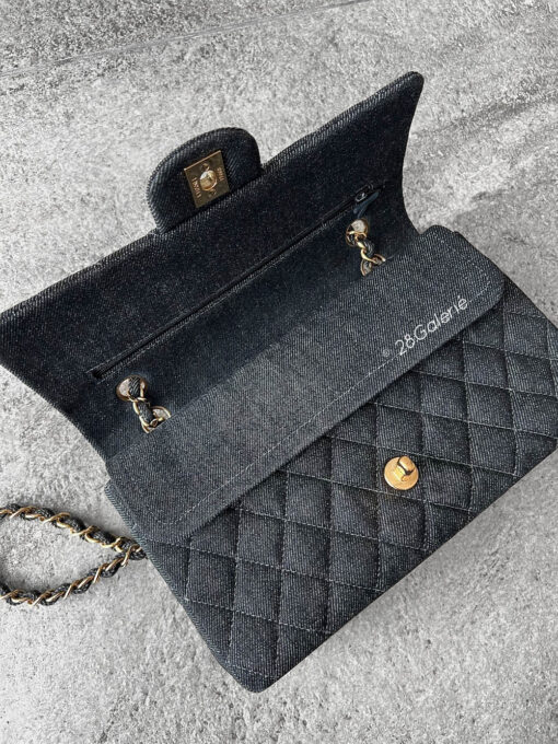 Chanel Vintage Medium Black Denim Classic Double Flap