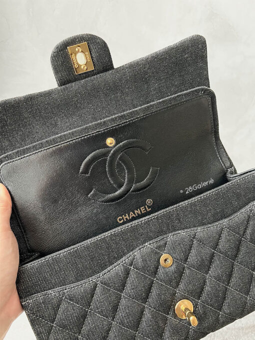 Chanel Vintage Medium Black Denim Classic Double Flap