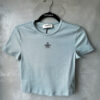 Fendi Blue Roma Ribbed Top with Embroidered Logo