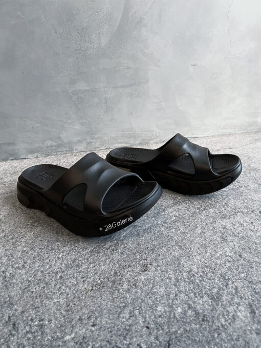 Givenchy Black Rubber Open-Toe Slip-On Marshmallow Sandals in US 9