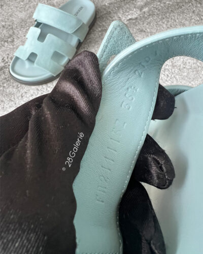 Hermes Blue Suede Chypre Sandals S36.5