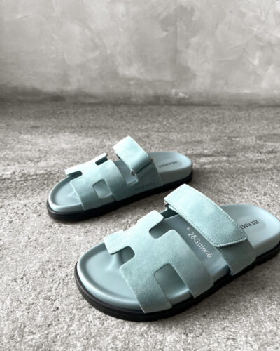 Hermes Blue Suede Chypre Sandals S36.5