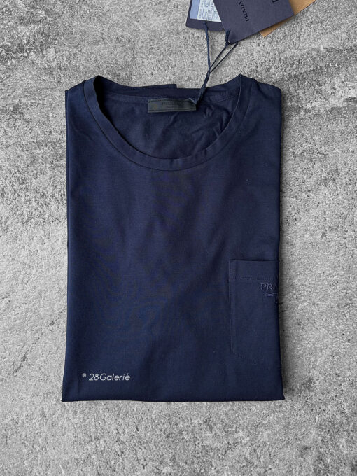 Prada Blue Nylon Pocket T-Shirt in Large