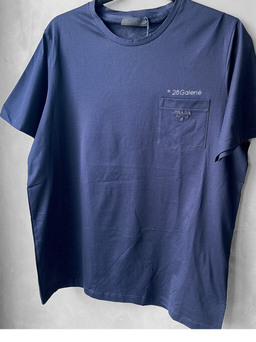 Prada Blue Nylon Pocket T-Shirt in Large