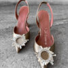 Amina Mauddi Taupe Begum Slingbacks in Satin Fabric and Calfskin Leather with Silver Hardware