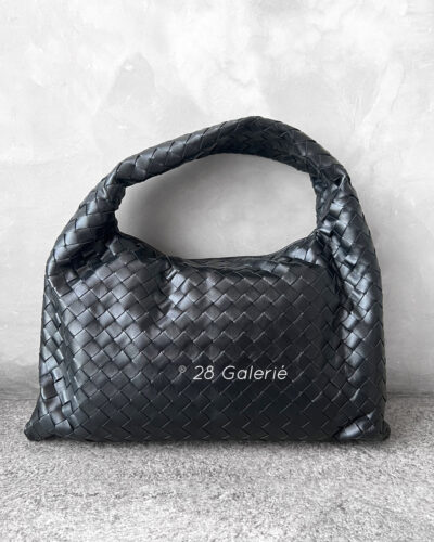 Bottega Venetta Black Small Hop Intrecciato Hobo Bag