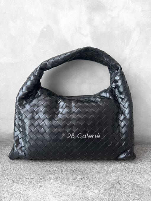 Bottega Venetta Black Small Hop Intrecciato Hobo Bag