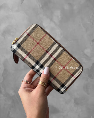 Burberry Checked All-Around Zip-Up Cardholder