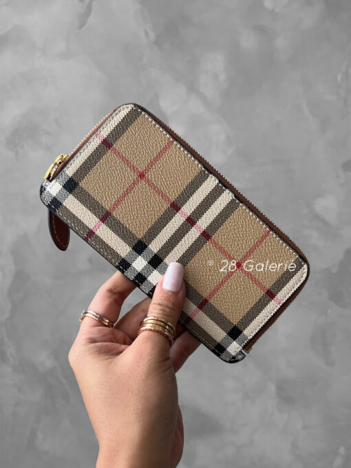 Burberry Checked All-Around Zip-Up Cardholder