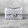 Chanel 21A Grey Small Classic Double Flap in Caviar Leather and Gold Hardware