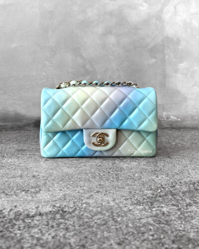 Chanel 24A Iridescent Ombre Mini Rectangular Flap in Lambskin Leather and Light Gold Hardware